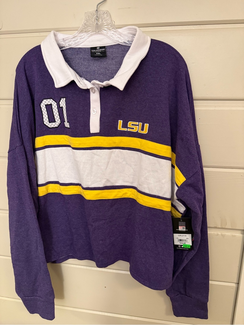 Colosseum Purple, White & Yellow LSU Rugby-Style Hoodie